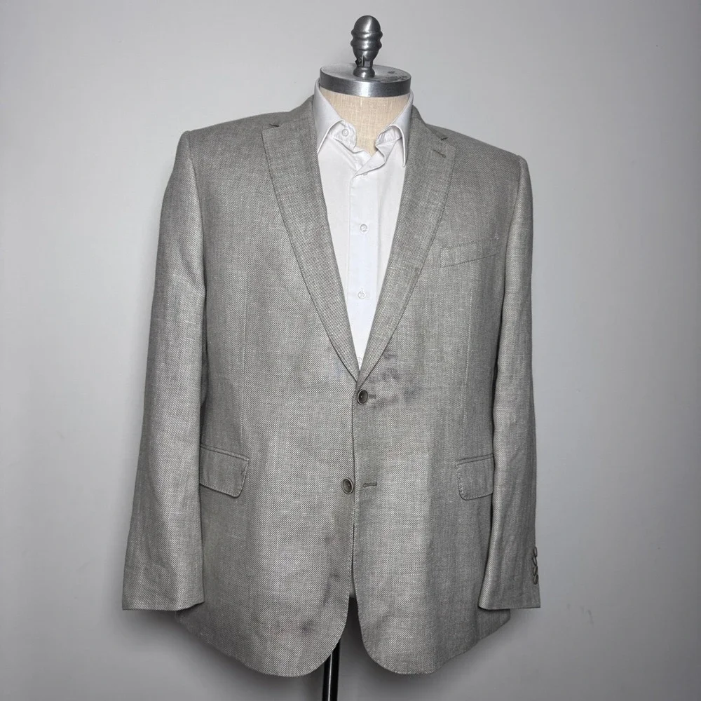 Joseph Abboud Heritage Blazer Mens 48L Gray Linen Wool Blend (damaged)